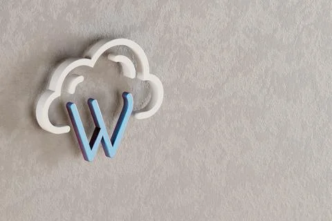 Beautiful Cloud Database W icon on wall bright background. 3d rendering illus Stock Illustration