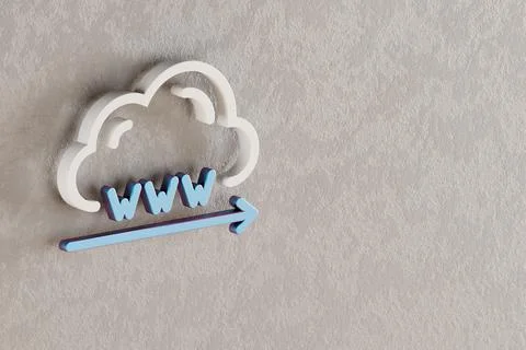 Beautiful Cloud Domain Name icon on wall bright background. 3d rendering illu Illustrazione stock