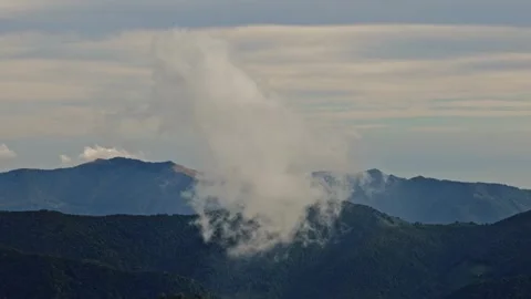 Beautiful Cloud Floating in the Air with Mountainscape Vídeos de archivo 265058475