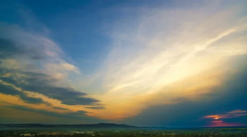 The beautiful cloud flow against the background of sunset Stock Footage 62838163