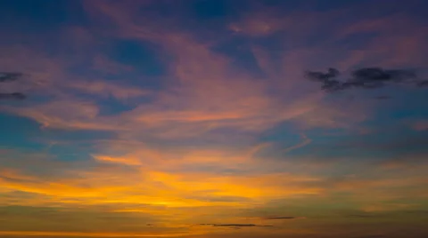 The beautiful cloud flow against the background of sunset. Time lapse Stock Footage 64102673