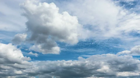 Beautiful cloud flying in blue sky, timelapse. 4K. Loop Stock Footage 120248232