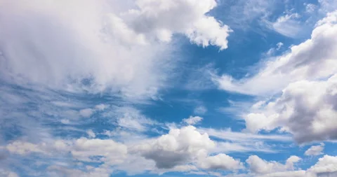 Beautiful cloud flying in blue sky, timelapse. Loop Stock Footage 120421213
