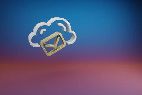 Beautiful Cloud Mail Hosting symbol icon on a bright colored background. 3d r Stock Illustration