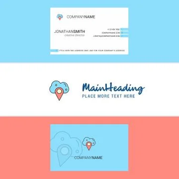 Beautiful Cloud navigation  Logo and business card. vertical Design Vector 스톡 일러스트
