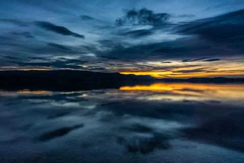 Beautiful cloud reflection on Lake Constance winter Stock Photos