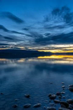 Beautiful cloud reflection on Lake Constance winter Stock Photos