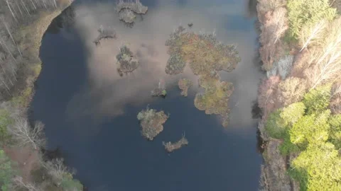 Beautiful Cloud Reflection in Swap Lake, Aerial Vídeos de archivo 145481280