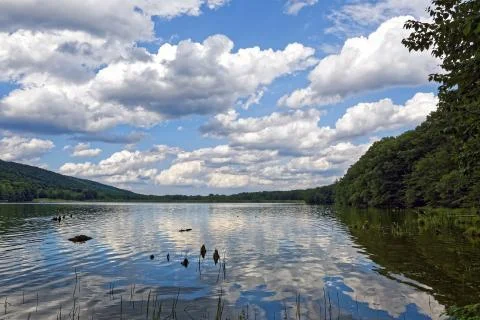 Beautiful Cloud Reflections on the Lake Stock Photos