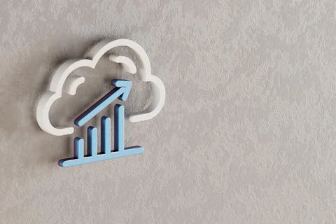 Beautiful Cloud Server Analytics icon on wall bright background. 3d rendering Stock Illustration