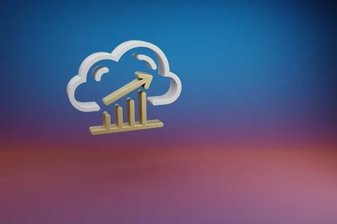 Beautiful Cloud Server Analytics symbol icon on a bright colored background.  Stock Illustration