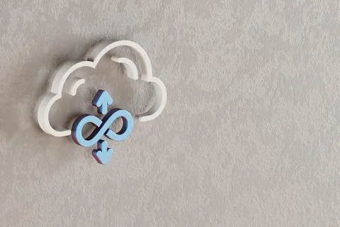 Beautiful Cloud Server Bandwidth icon on wall bright background. 3d rendering Illustrazione stock