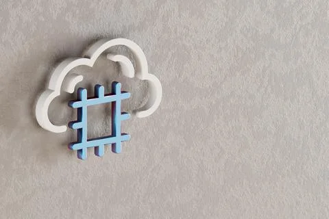 Beautiful Cloud Server CPU icon on wall bright background. 3d rendering illus イラスト素材