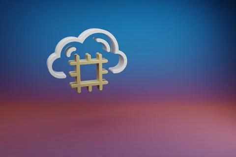 Beautiful Cloud Server CPU  symbol icon on a bright colored background. 3d re イラスト素材
