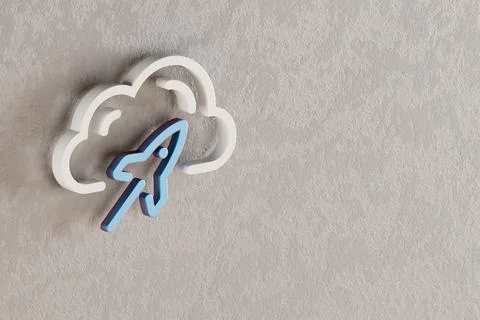 Beautiful Cloud Server Speed icon on wall bright background. 3d rendering ill Stock Illustration