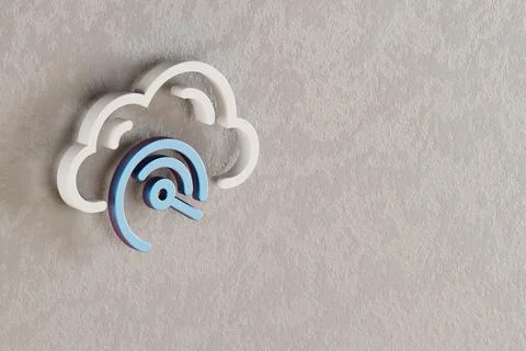 Beautiful Cloud Server Speed icon on wall bright background. 3d rendering ill イラスト素材