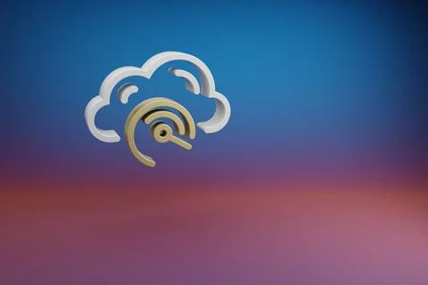 Beautiful Cloud Server Speed symbol icon on a bright colored background. 3d r イラスト素材