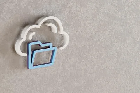 Beautiful Cloud Server Storage icon on wall bright background. 3d rendering i 스톡 일러스트