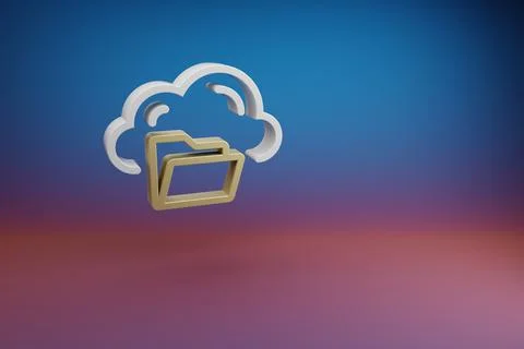 Beautiful Cloud Server Storage symbol icon on a bright colored background. 3d Stock Illustration