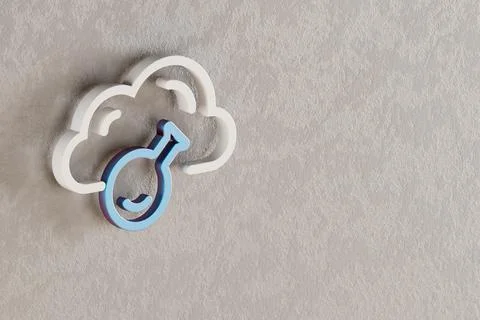 Beautiful Cloud  Server Technology  icon on wall bright background. 3d render Stock Illustration