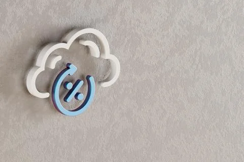 Beautiful Cloud Server Uptime icon on wall bright background. 3d rendering il イラスト素材