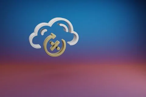 Beautiful Cloud Server Uptime symbol icon on a bright colored background. 3d  Stockillustratie
