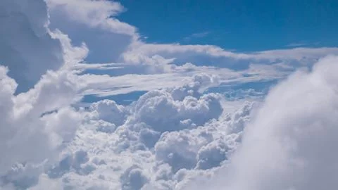 The beautiful cloud in the sky background view from airplane. Stock Photos