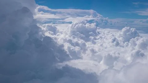 The beautiful cloud in the sky background view from airplane. Stock Photos