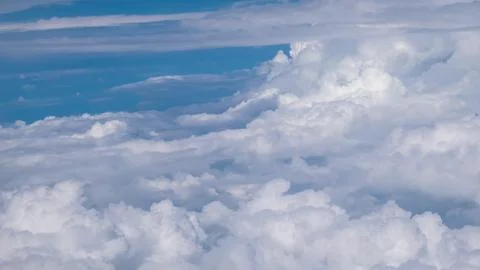 The beautiful cloud in the sky background view from airplane. Stock Photos