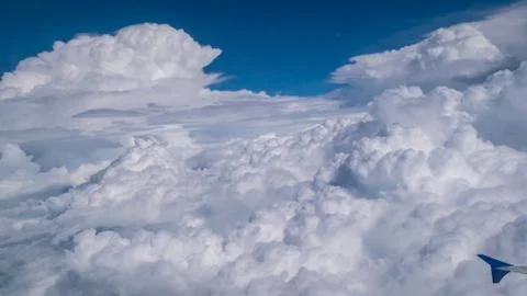 The beautiful cloud in the sky background view from airplane. Stock Photos