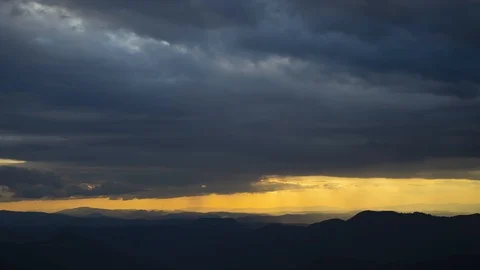 The beautiful cloud stream above mountains. time lapse Stock Footage 112775675