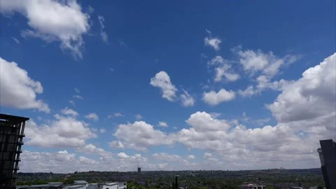A beautiful Cloud time lapse of fluffy clouds moving over an Urban suburb Stock Footage 253432864