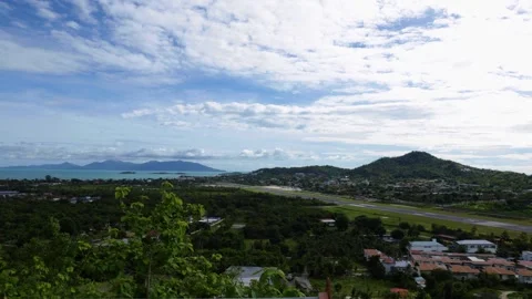 Beautiful Cloud Timelapse Over Koh Samui Airport and Tropical Landscape Stock Footage 339385073