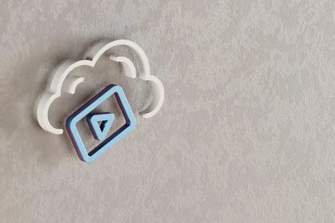 Beautiful Cloud Video Server  icon on wall bright background. 3d rendering il Stock Illustration