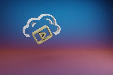 Beautiful Cloud Video Server symbol icon on a bright colored background. 3d r Stock Illustration