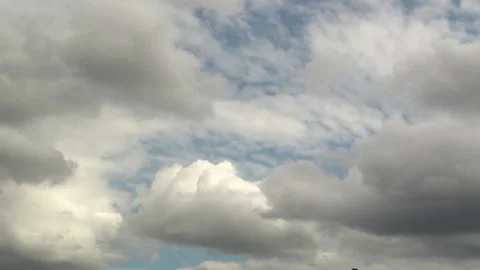 Beautiful clouds above ground, time-lapse of sky, slightly dark white clouds Video stock 132723973