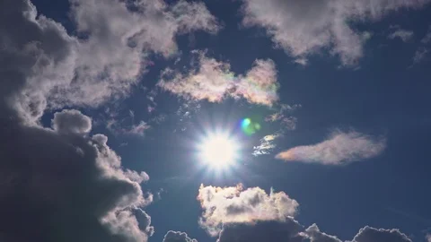 Beautiful clouds and sun in the blue sky Stock Footage 105350475