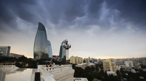 Beautiful clouds on a background of the city Stockbeeldmateriaal 62405489