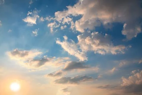 Beautiful clouds with blue sky background. Stock Photos