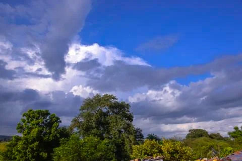 Beautiful clouds with blue sky background. Nature weather, cloud blue sky Stock Photos