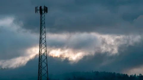 Beautiful Clouds in this Cell Tower Sunrise Time-lapse. Stock Footage 139947693