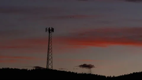 Beautiful Clouds in this Cell Tower Sunrise Time-lapse. Stock Footage 144384023
