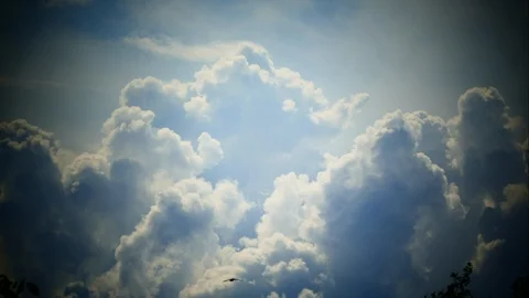 Beautiful clouds explode and quickly move in the sky. Time Lapse Stock Footage 90459383