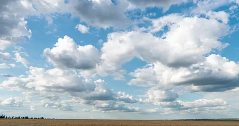 Beautiful clouds in the field, time lapse, summer beautiful landscape, video Stock Footage 135378208