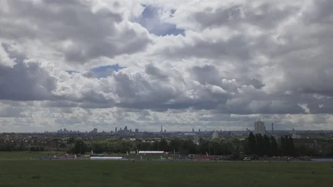 Beautiful clouds float above London. Stock Footage 76431784