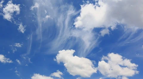 Beautiful Clouds Floating On Blue Sky (long shot) Stock Footage 51313396