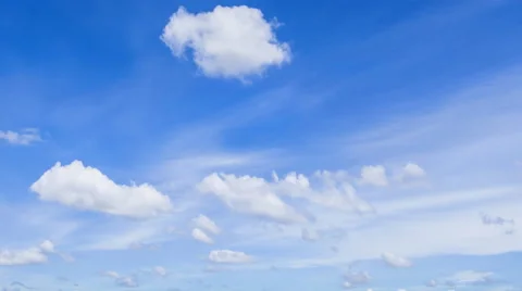 Beautiful Clouds Floating On Blue Sky (zoom out) Stock Footage 51800944