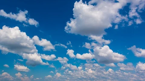 Beautiful Clouds Floating in Blue Sky Background 4K Time Lapse Stock Footage 97614907