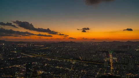Beautiful clouds flow through  in Seoul, South Korea. Stock Footage 162604140