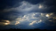 Beautiful Clouds Fly Across The Sky. White Gray And Black Clouds Move At Sunset. Stock Footage